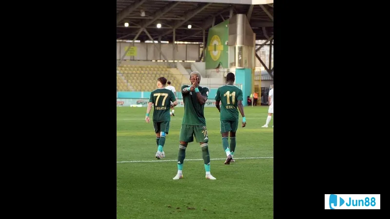 Erokspor and Hatayspor football players in action during a match