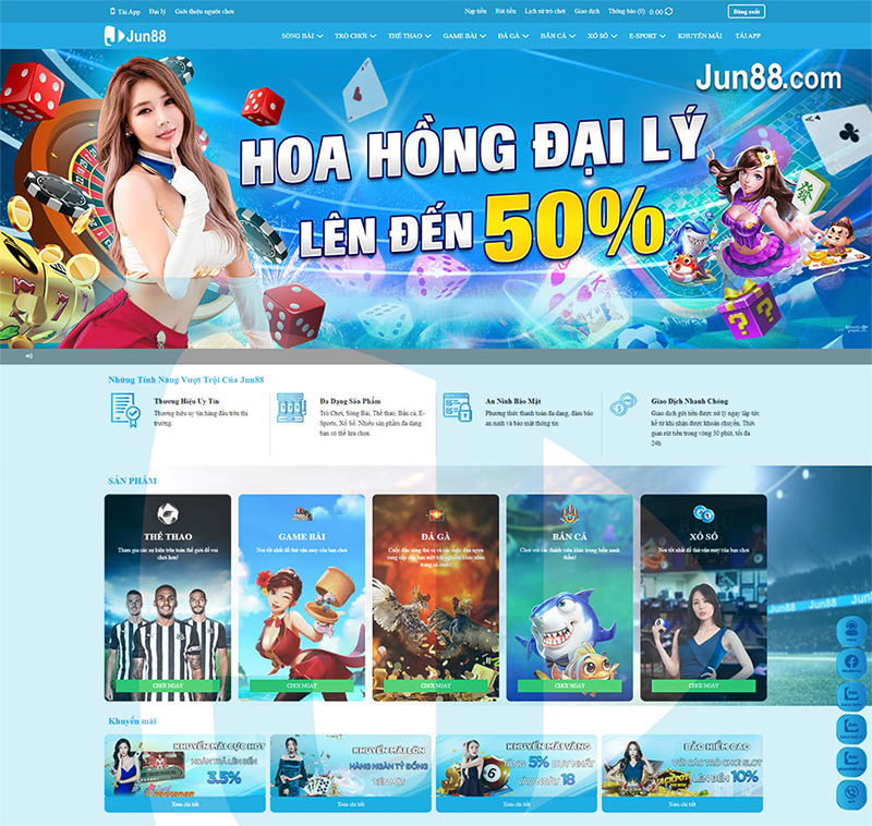 Giao diện tuyệt đỉnh của casino Jun88 Giao diện tuyệt đỉnh của casino Jun88